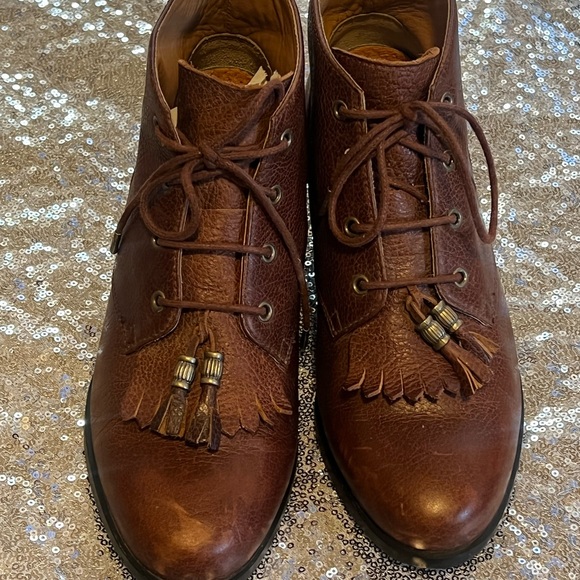 ARIAT ankle boots Vintage 90's lace up Tassle Fringe Ropers in BROWN - Picture 3 of 9